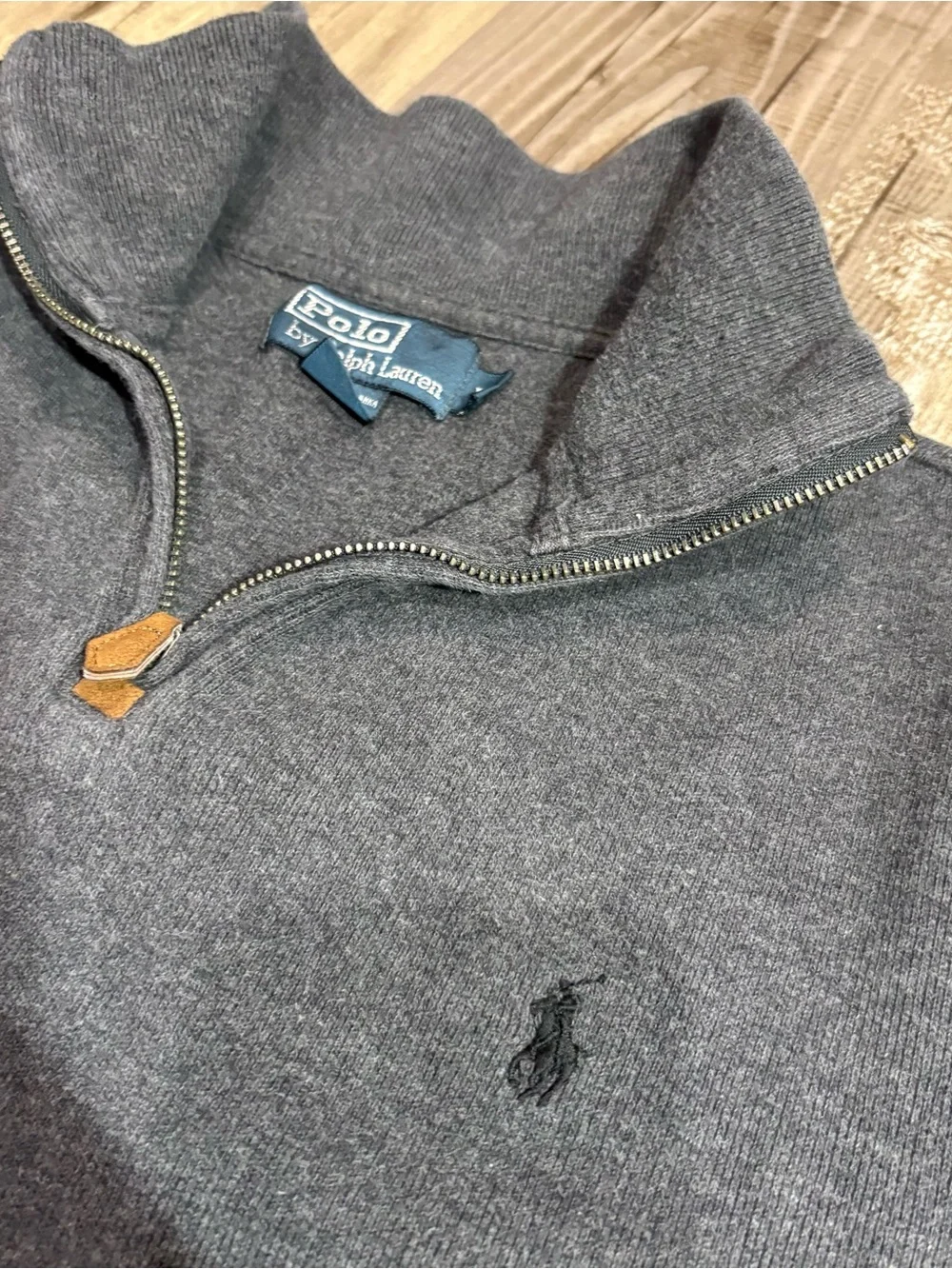 Polo Ralph Lauren quarter-zip cotton pullover charcoal gray SZ M